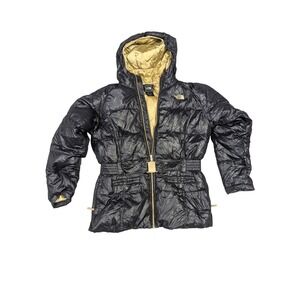 The North Face Girls XL/TG (18) Black‎ Down Puffer Hooded Belted Jacket